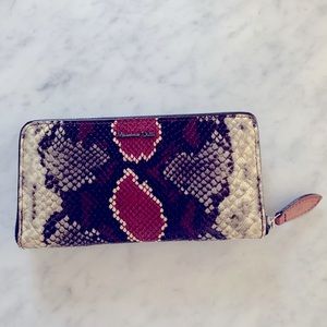 Massimo Dutti leather snake skin wallet in beautiful raspberry colour